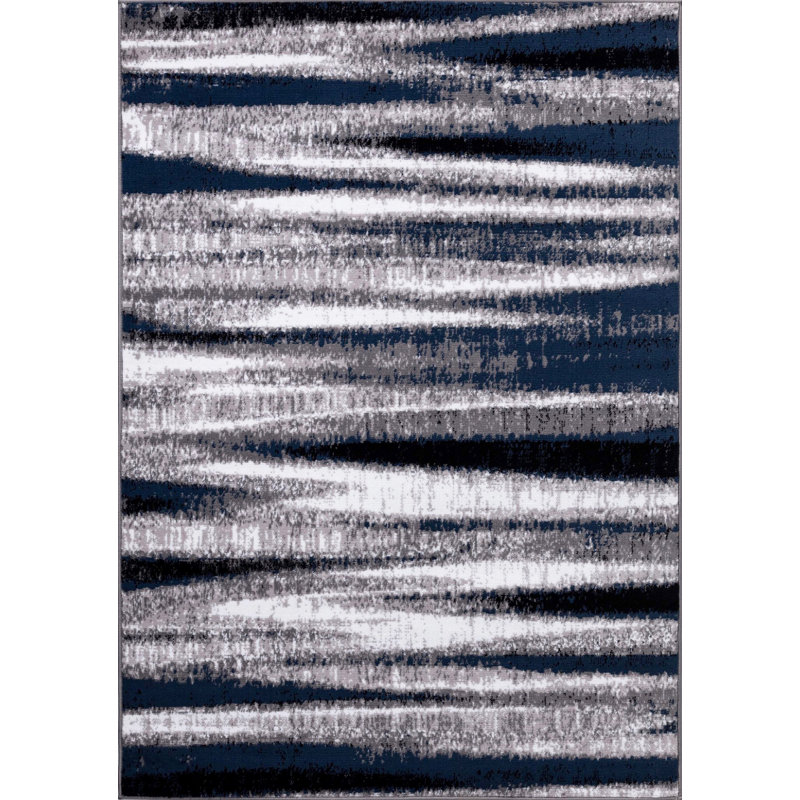 Orren Ellis Eells Gray/Navy Area Rug & Reviews Wayfair